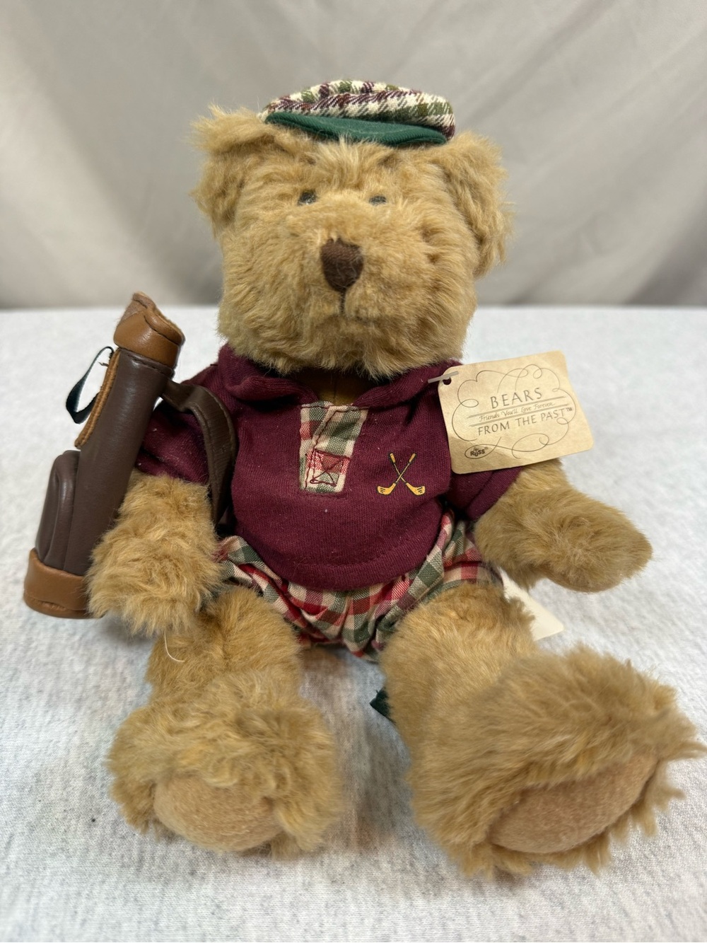Russ Berrie “Bears from the Past” Chip the Golfer Bear Plush - NWT